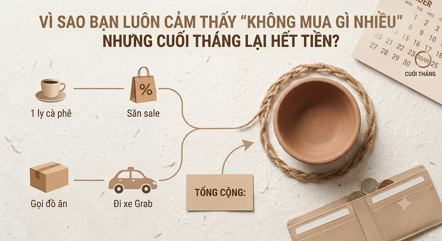 Vì sao bạn luôn cảm thấy “không mua gì nhiều” nhưng cuối tháng lại hết tiền?