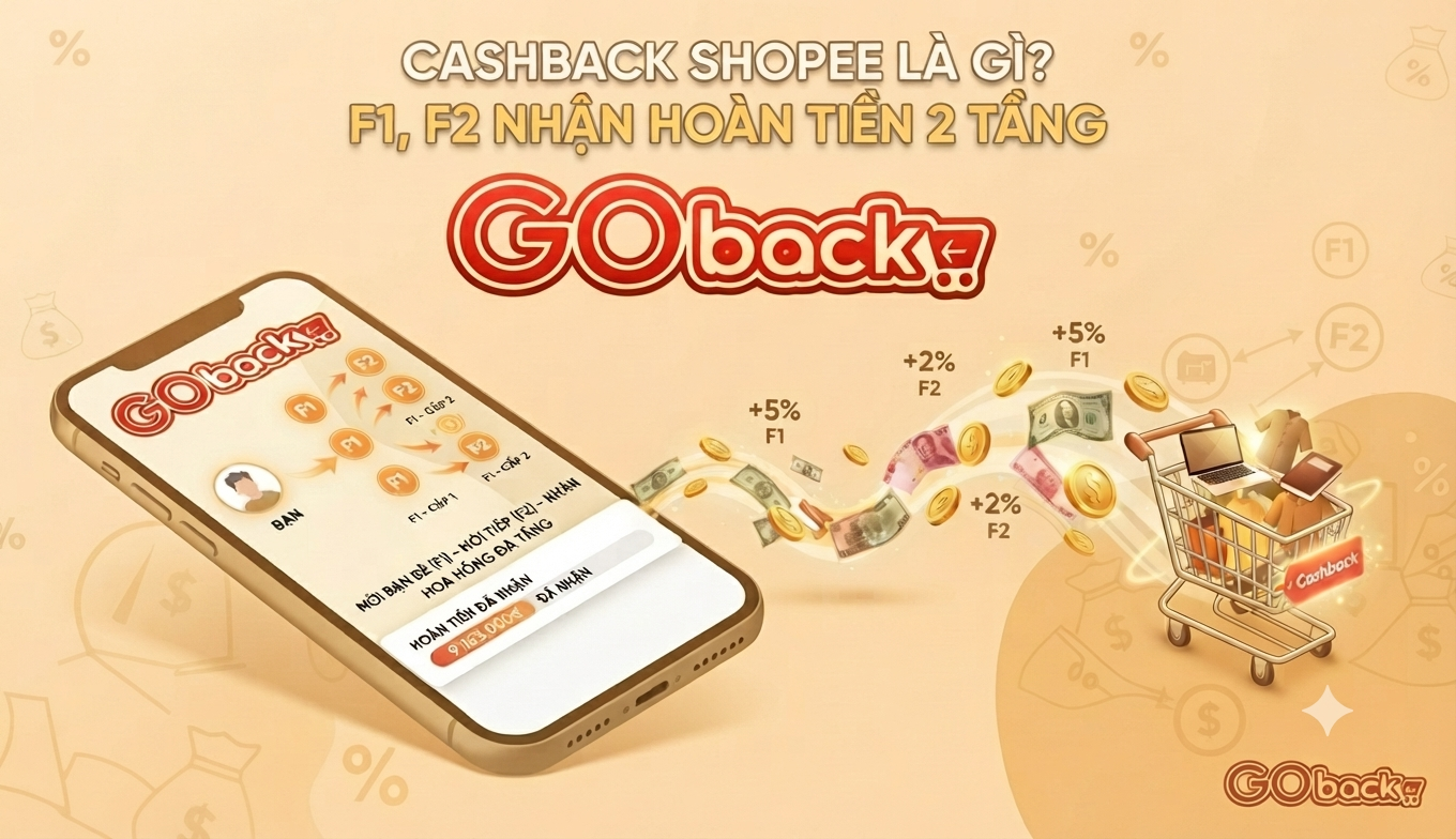 Cashback Shopee là gì? Hướng dẫn nhận hoàn tiền mua sắm 2 tầng F1, F2